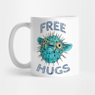 Funny free hugs pufferfish, cute porcupine fish Mug